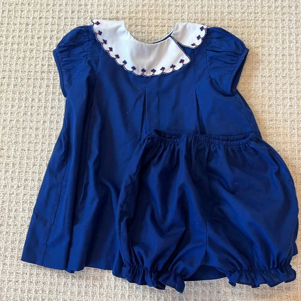 The Proper Peony dress with bloomers. Size 24 months. Royal blue